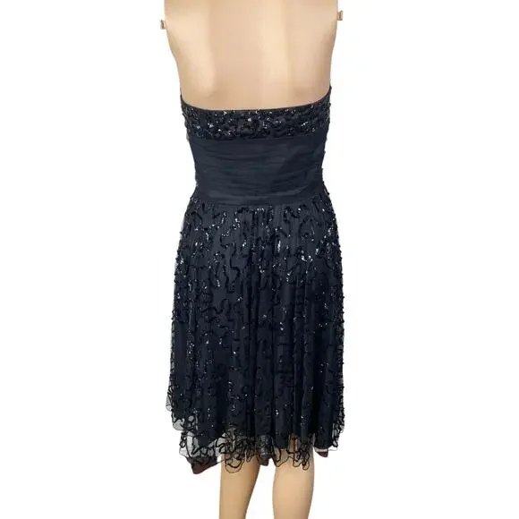 Vtg Y2K Betsey Johnson Black Sequin Strapless Corset Party Dress SZ 8 Vtg Y2K Betsey Johnson Black Sequin Strapless Corset Party Dress SZ 8